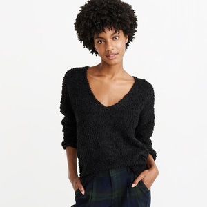 Abercrombie black boucle v-neck sweater